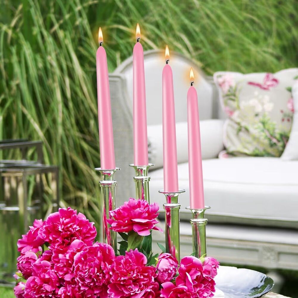 Pack of 16 Pink Taper Candles NEW